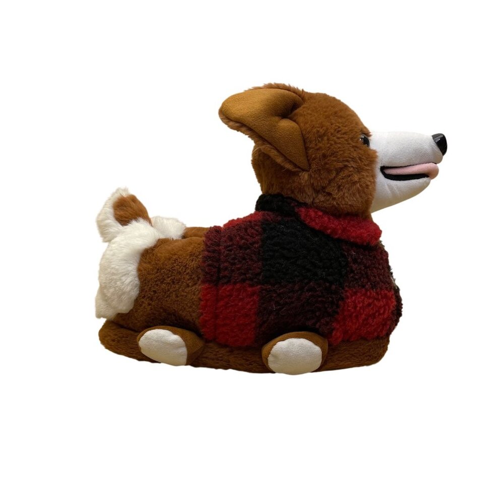 American Eagle Unisex Brown/Red Faux Fur Cozy Plush Dog Slippers Size S/M